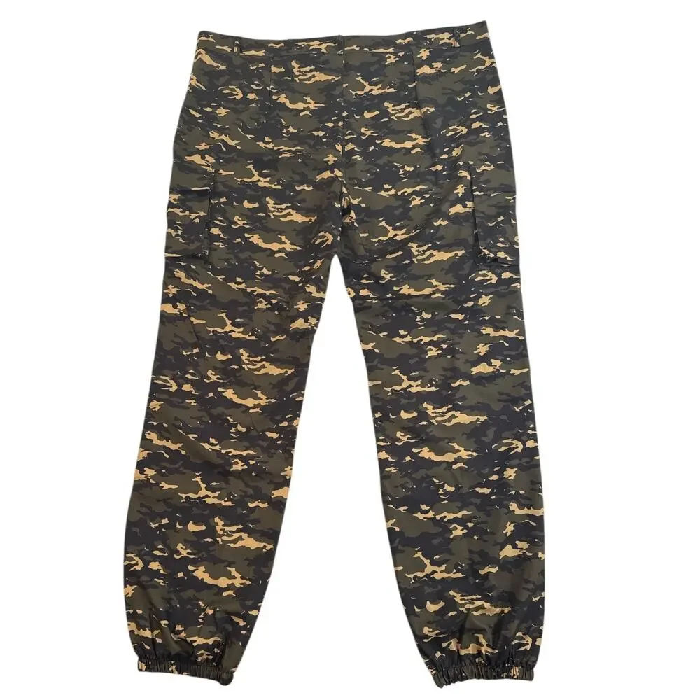 Camo Cargo Jogger Pants Men’s 3XL Elastic Cuff Utility Green Brown NEW
